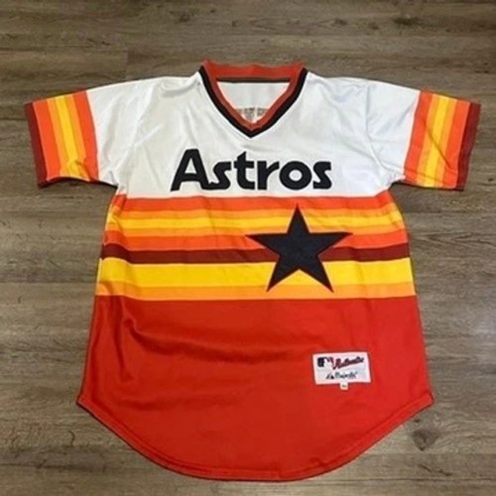 Majestic Houston Astros Jose Altuve Tequila Sunrise Rainbow Jersey Mens 50 XL